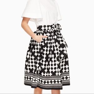 Kate Spade lantern midi skirt black and white